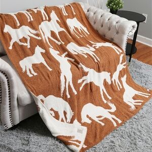 Horse Patterned Reversible Throw Blanket